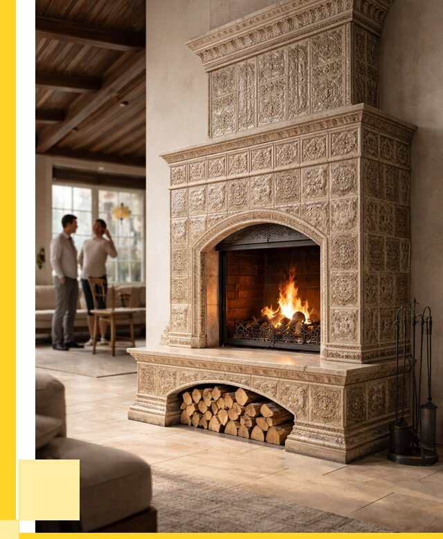 Купить изразцовый камин в Гукове от 256650 р. | ЭриданГкв