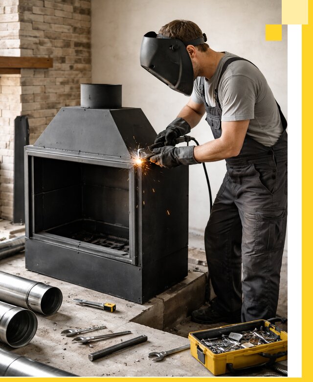 Продажа и установка металлических каминов в Гукове под ключ