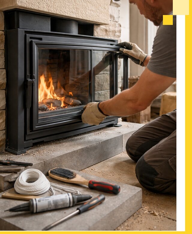 Производство, монтаж и доставка каминов со стеклом в Гукове