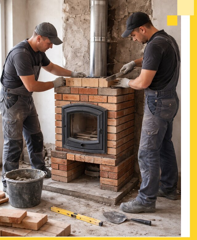 Монтаж печи камина под ключ в Гукове с гарантией и пусконаладкой