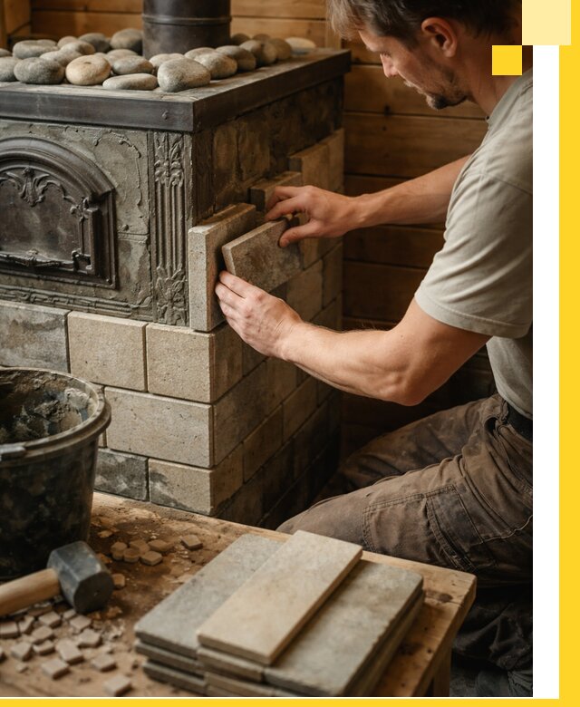 Облицовка банных печей в Гукове профессиональная отделка