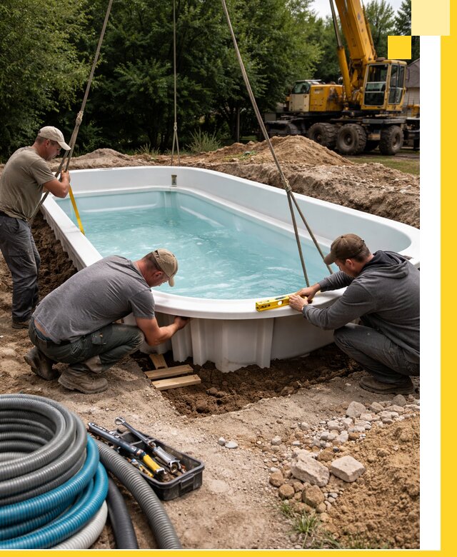 Установка и монтаж композитных бассейнов под ключ в Гукове