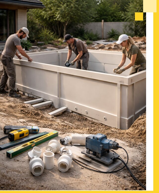 Установка полипропиленовых бассейнов под ключ в Гукове