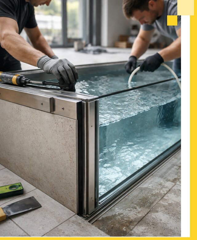 Проектирование и монтаж стеклянных бассейнов в Гукове