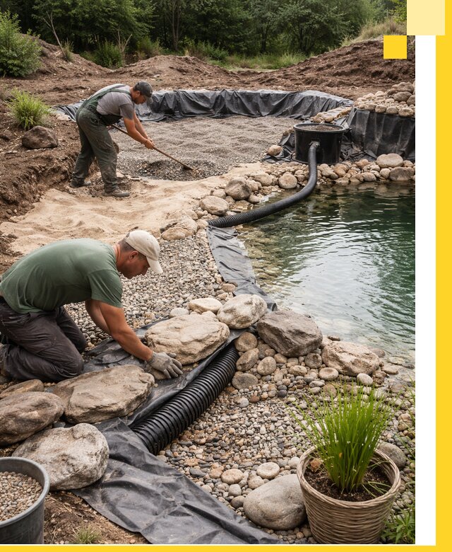 Строительство природных бассейнов и озер в Гукове под ключ