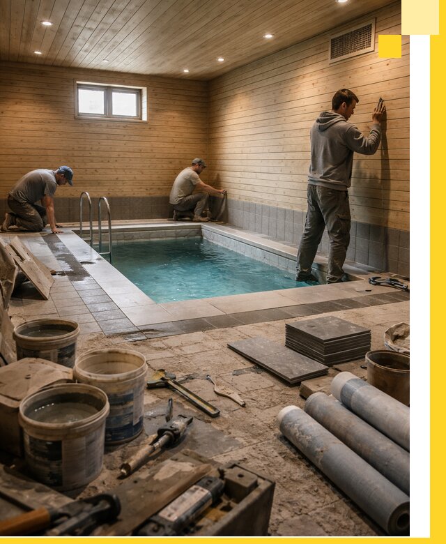 Строительство бани с бассейном и сауной под ключ в Гукове