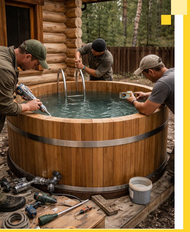 Строительство бань с купелью под ключ и отделкой в Гукове