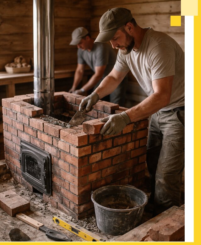 Кирпичные печи для бани под ключ в Гукове, проект и монтаж