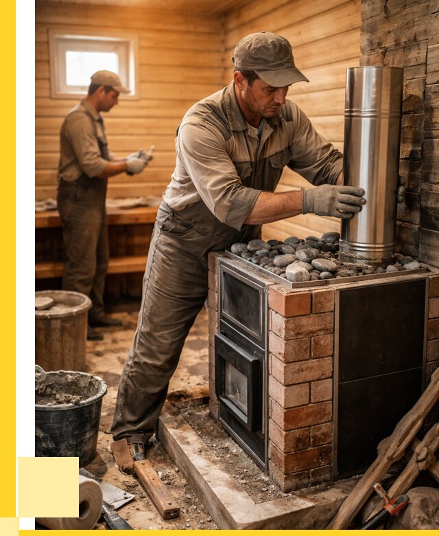 Монтаж печи в бане под ключ в Гукове от 20532 р. | ЭриданГкв