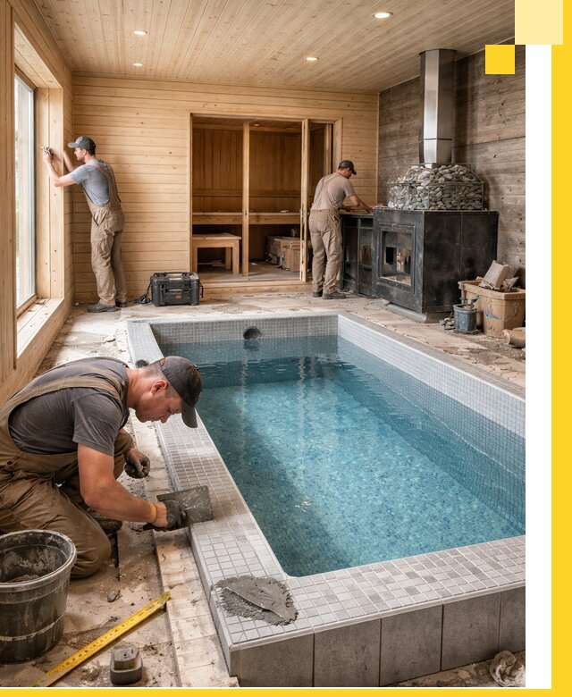 Проект бани с бассейном и сауной в Гукове под ключ