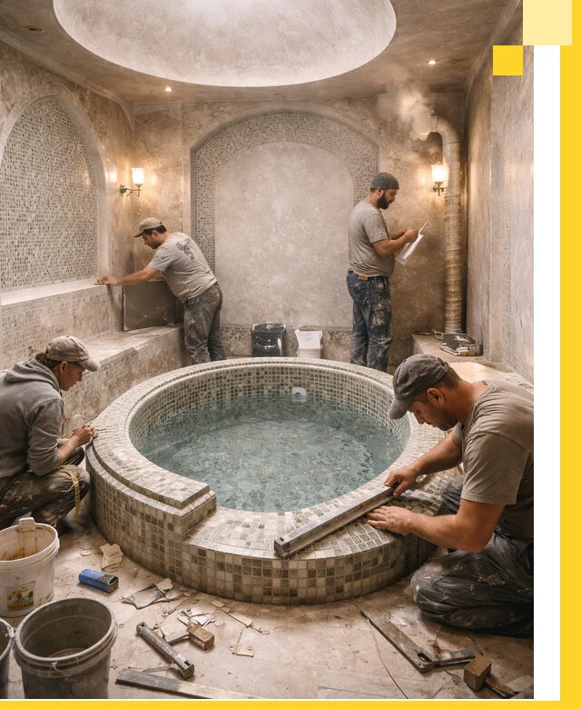 Профессиональное строительство хамама с бассейном в Гукове под ключ