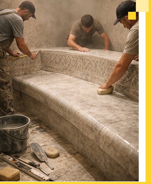 Изготовление и установка сидений для хамама в Гукове